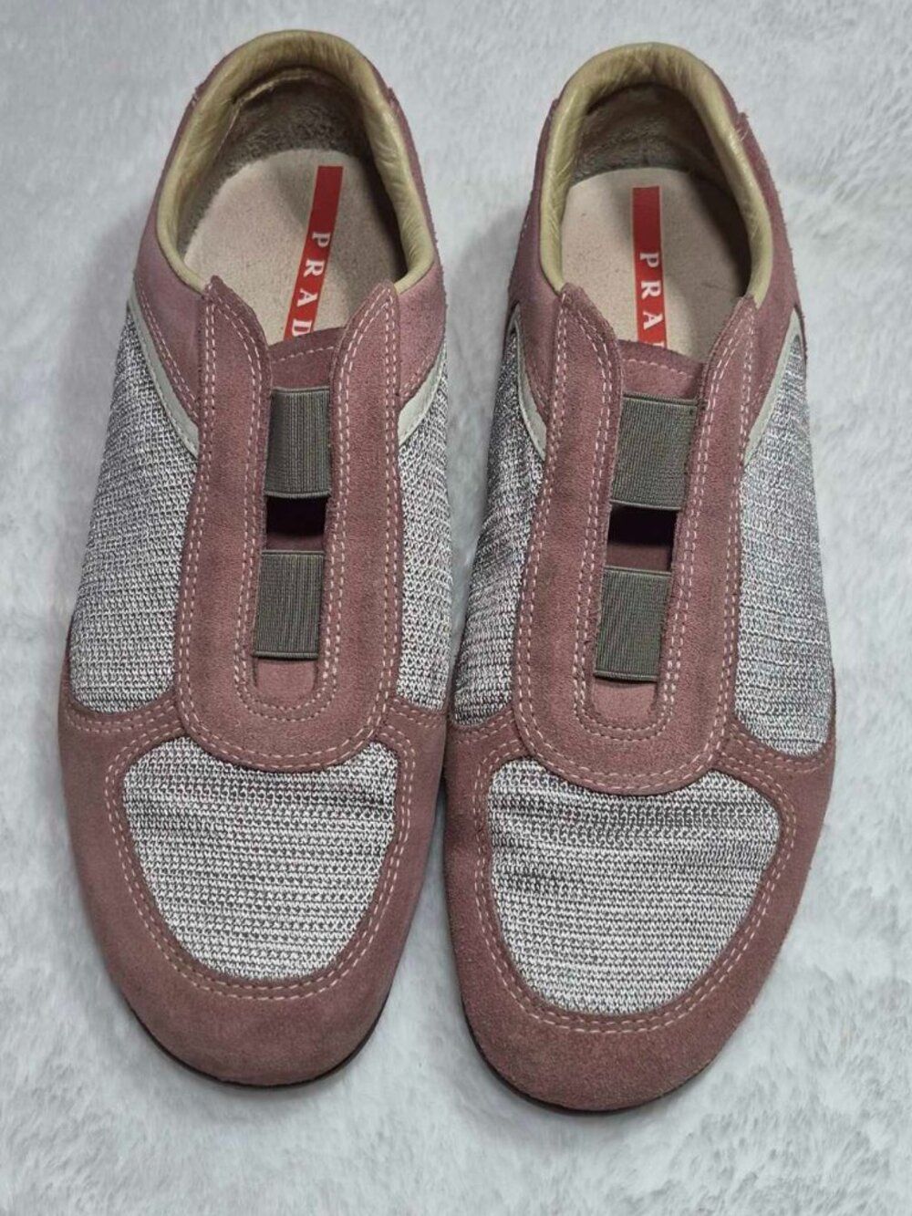 Y2K archival Prada Sport Linea Rossa Suede Mesh Sneakers America's Cup 38.5